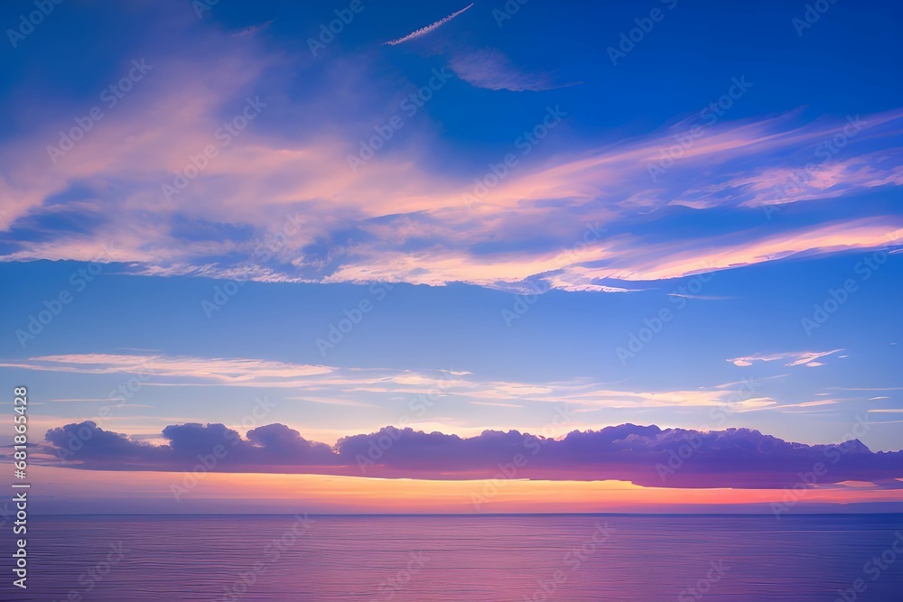 美しいトワイライトのピンク色の空と海の景色