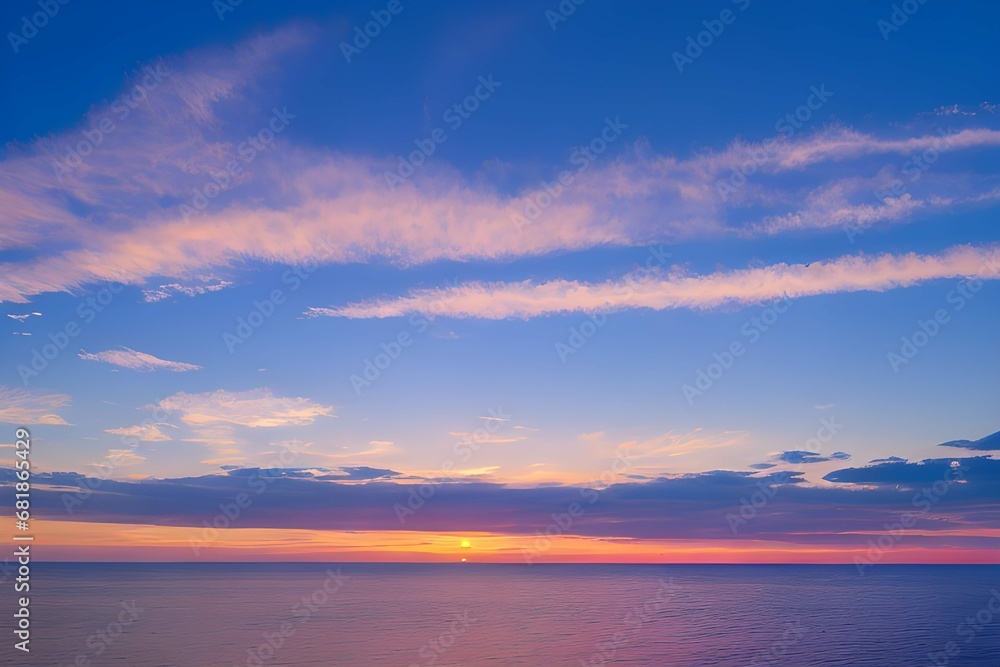 美しいトワイライトのピンク色の空と海の景色