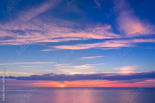 美しいトワイライトのピンク色の空と海の景色 © sky studio