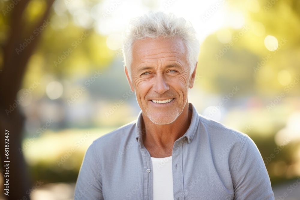Portrait of a smiling senior man standing in the park at sunset Portrait of a smiling senior man standing in the park at sunset