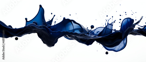 dark blue ink border liquid isolated on transparent background