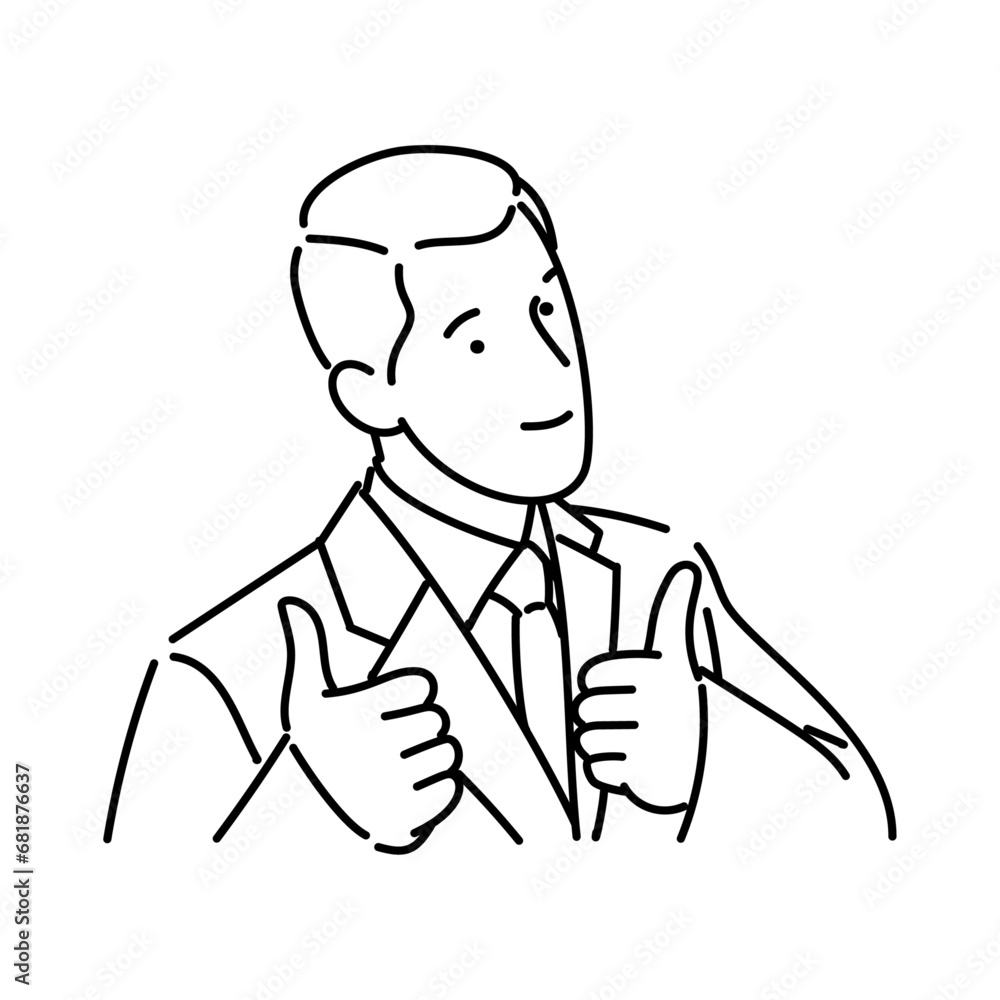 Line art businessman or professional worker man character icon vector illustration design