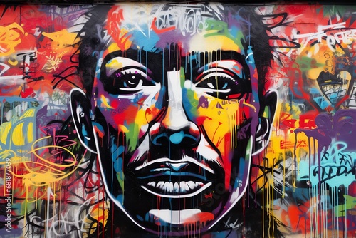 Inspirational Figure Graffiti: A captivating graffiti-style illustration portraying an influential or historical figure, their essence vividly captured in striking graffiti art