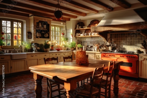 A kitchen in french country house look.
