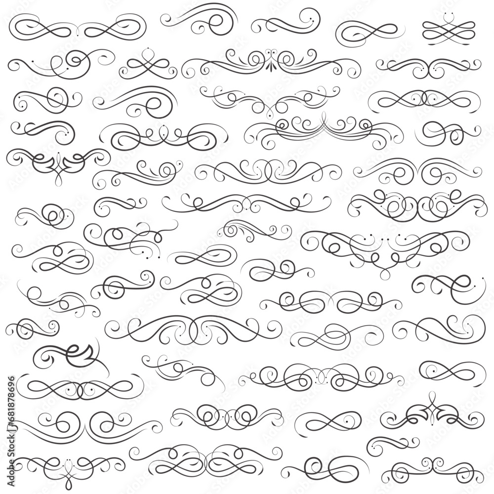 Vector graphic elements for design vector elements. Swirl elements decorative illustration. Classic calligraphy swirls, greeting cards, wedding invitations, royal certificates and graphic design.