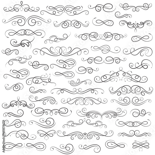 Vector graphic elements for design vector elements. Swirl elements decorative illustration. Classic calligraphy swirls  greeting cards  wedding invitations  royal certificates and graphic design.