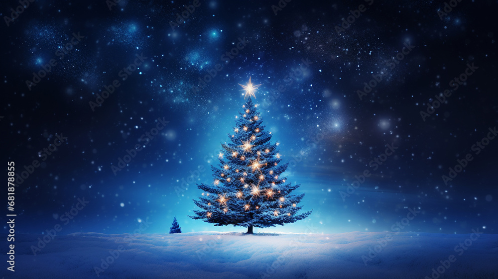 Christmas blue tree beautiful snowflakes