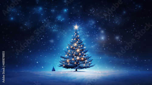 Christmas blue tree beautiful snowflakes © VSzili