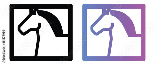 Horse face logo black and gradient, emblem template mascot, vector illustration isolated