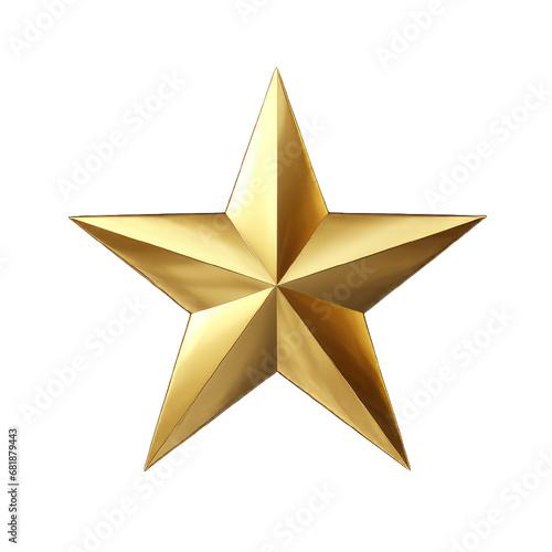 gold shape star isolated on white PNG transparent background