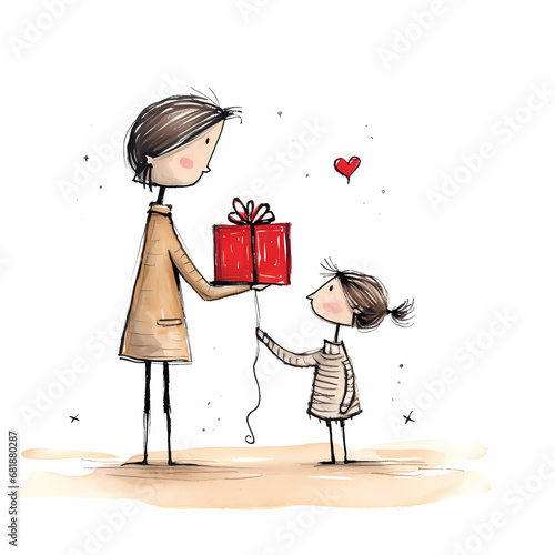 Mom and Daughter happy with Cristmass Gift