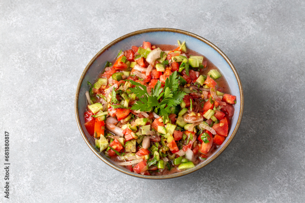 Turkish Shepards Salad with cucumber, tomato, red onion, pepper, parsley (Turkish name; kasik salata) Turkish Shepards Salad with cucumber, tomato, red onion, pepper, parsley (Turkish name; kasik salata)