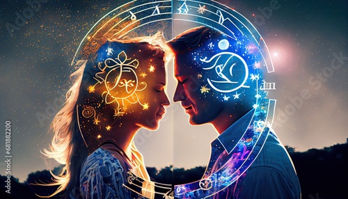 Concept love compatibility zodiac signs Horoscope astrology astral intimate romance adult background between boyfriend capricorn chart couple dating divination esoteric female fortune future girl photo