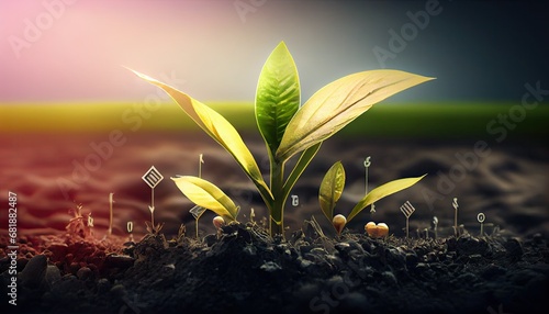 Fertilization role nutrients plant life Corn sunny background gital mineral icon growth nutrient development fertilizer growing sustainable biology agriculture calcium cles concept cultivated photo