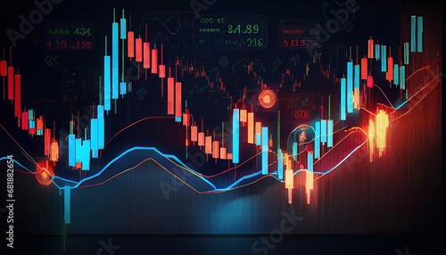 Technical price candlestick chart graph indicator stock online trading Forex investment business ilustration growth analysis abstract accounting background bank banking broker candle commercial