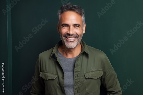 Portrait of a smiling middle-aged man standing against a green chalkboard.