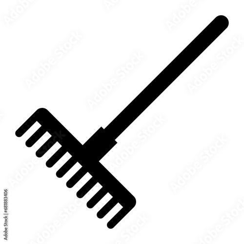 Rake black solid glyph icon