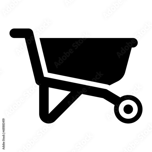 Wheelbarrow black solid glyph icon