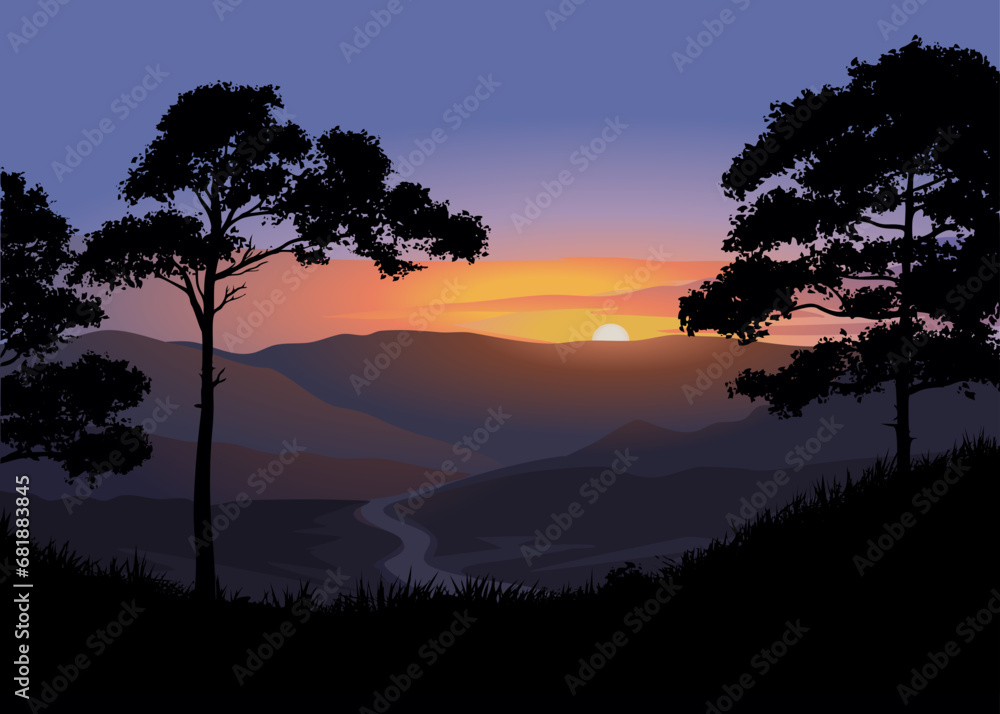 Beautiful sunset over the mountains Beautiful sunset over the mountains