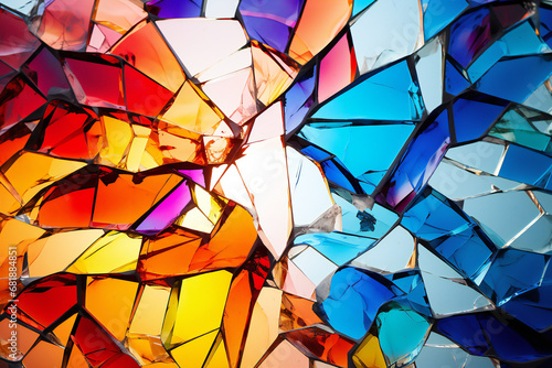 colorful broken glass background material, Generative AI