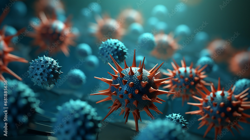 Fototapeta premium close up of a virus HD 8K wallpaper Stock Photographic Image 