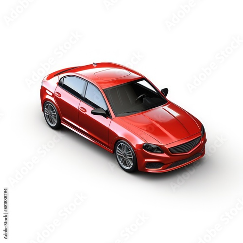 3D icon of a red car isolated on white background