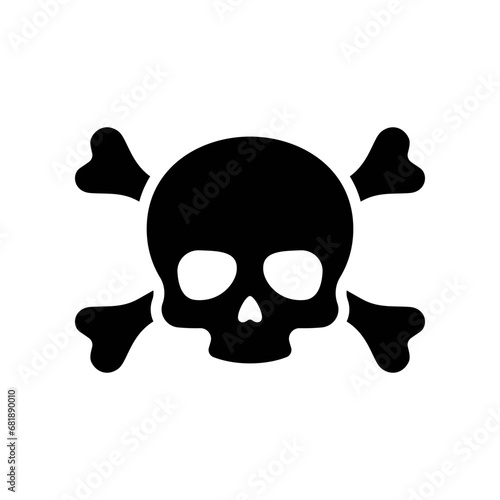 Skull and crossbones icon vector. Death symbol, danger or poison icon.Pirate flag attribute.  photo