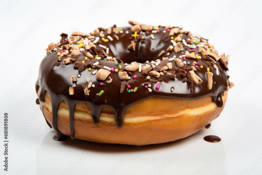 Indulgent Large chocolate donut. Nature shiny cream. Generate Ai Indulgent Large chocolate donut. Nature shiny cream. Generate Ai