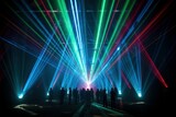 Laser light show. Stage smoke night. Generate Ai