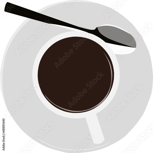 a Coffee in a white mug with a spoon