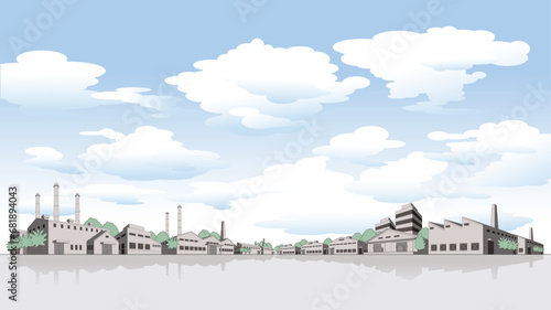 空と街並みのイラスト