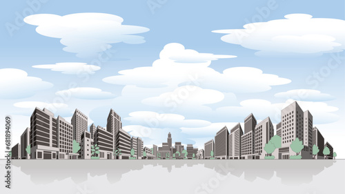 空と街並みのイラスト