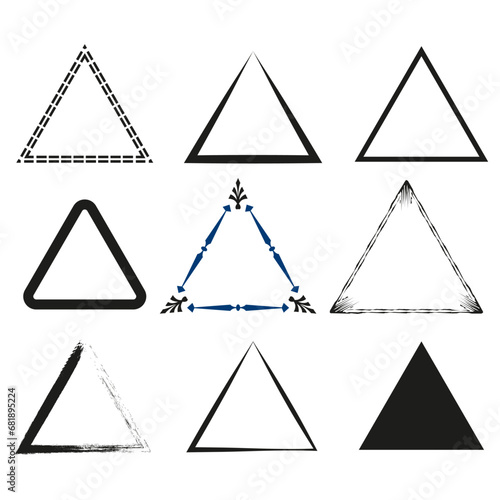 Set of triangular graphic elements. Vector illustration. EPS 10.