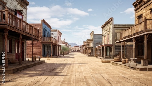 Timeless Western Town under the Clear Blue Sky
