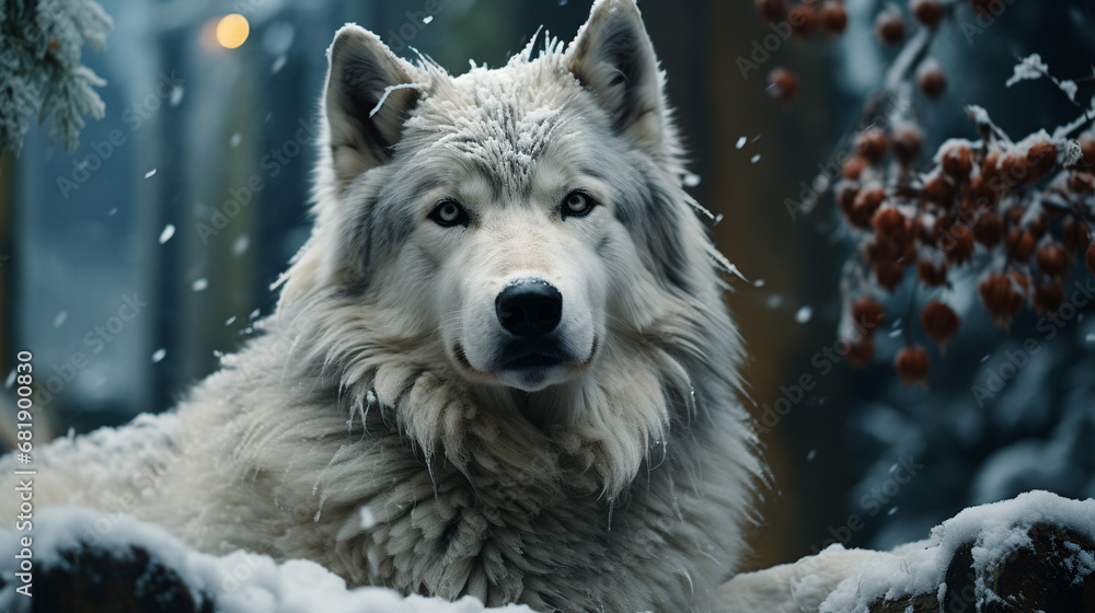 wolf in snow HD 8K wallpaper Stock Photographic Image 