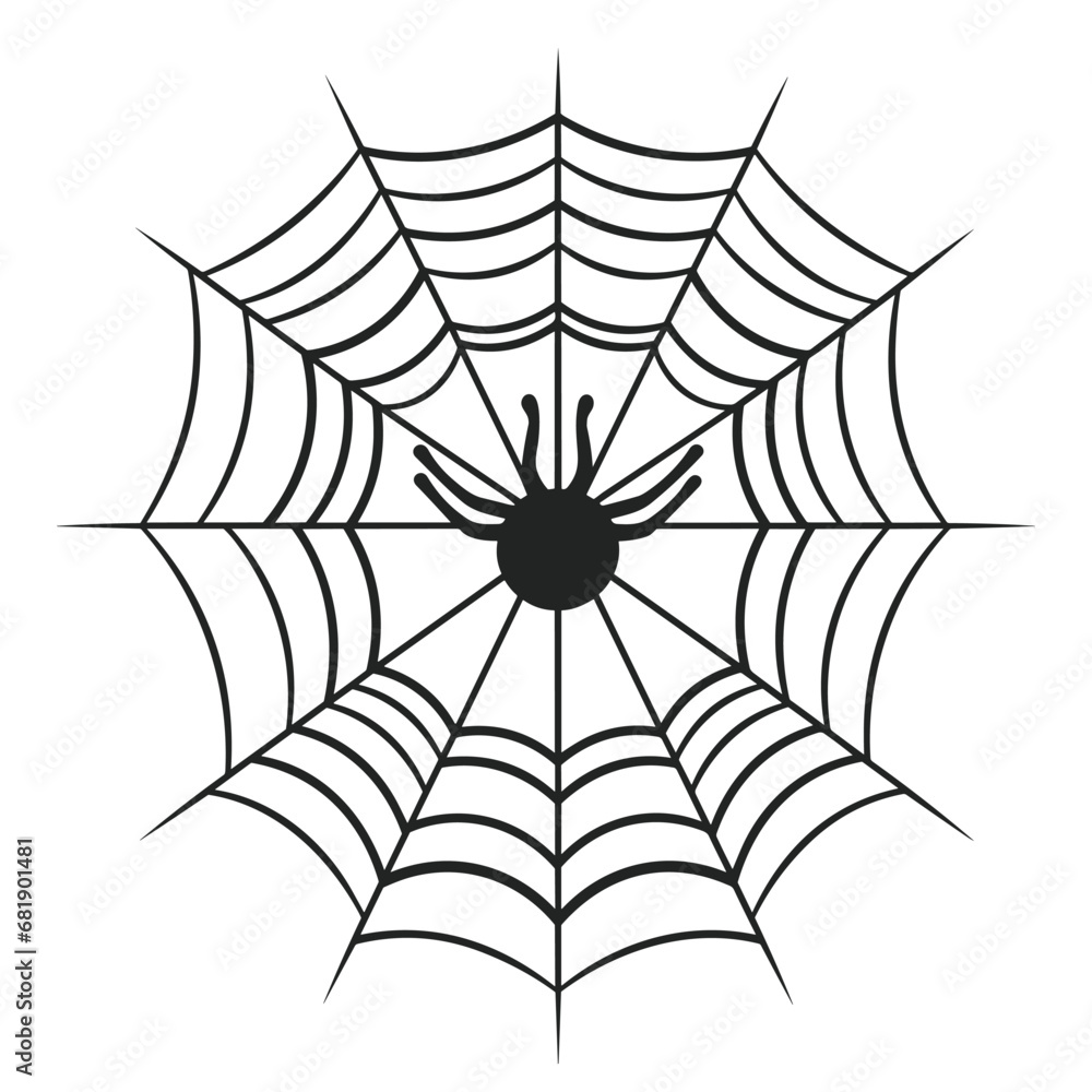 Obraz premium A cobweb vector isolated on a White background, A Spider web silhouette