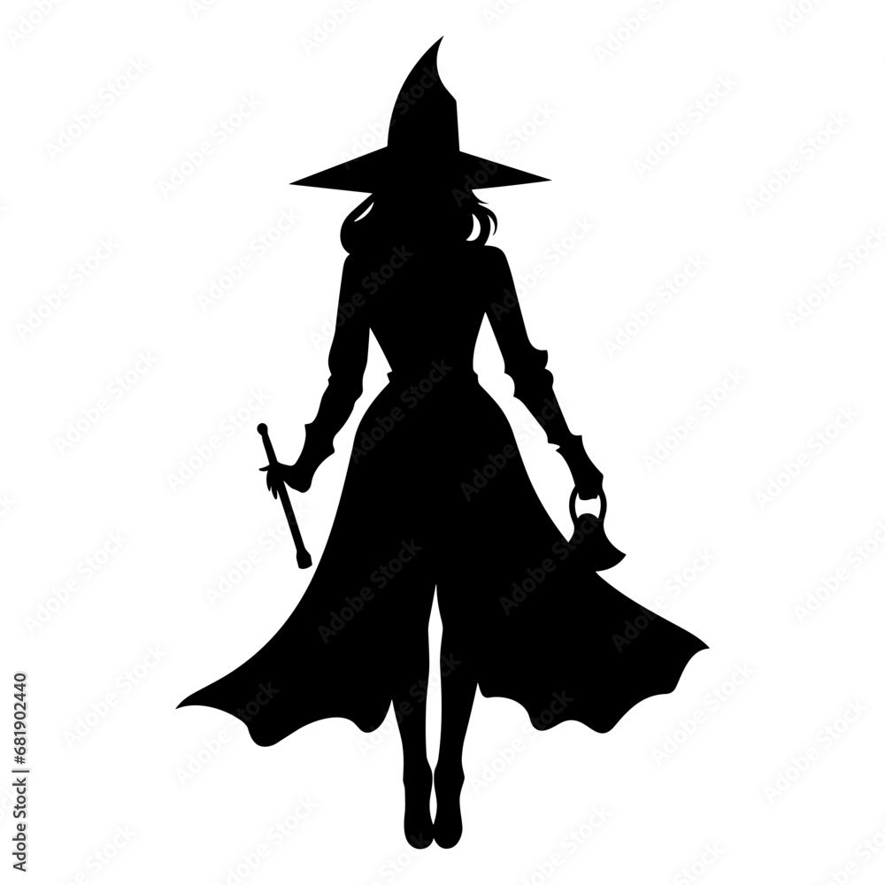A Halloween Costume Silhouette Vector isolated on a white background