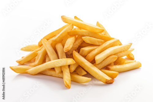 Heap of Freshly Fried French Fries Isolated on White Background