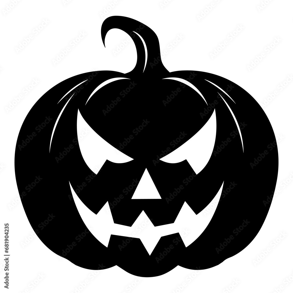 A Scary Pumpkin Vector silhouette isolated on a white background