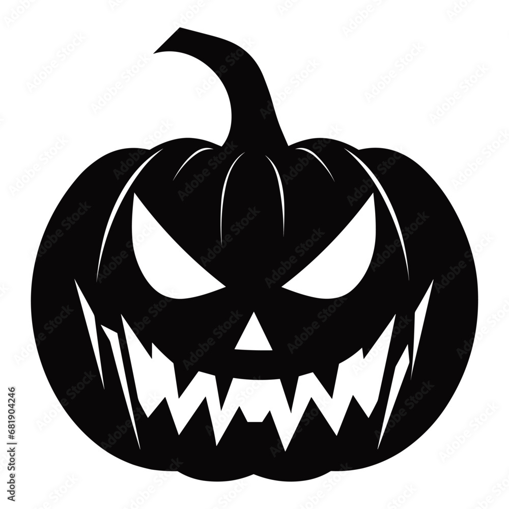 A Scary Pumpkin Vector silhouette isolated on a white background A Scary Pumpkin Vector silhouette isolated on a white background