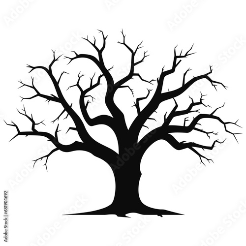 Scary Dead Tree vector Silhouette isolated on a white background