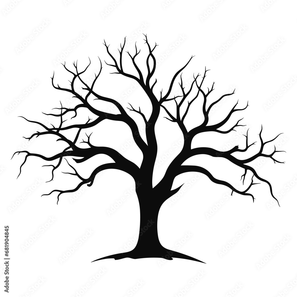 Fototapeta premium Scary Dead Tree vector Silhouette isolated on a white background