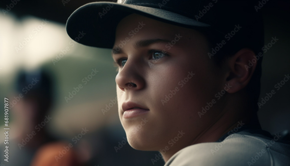 Serious boy in solitude, contemplating youth culture with determination generated by AI Serious boy in solitude, contemplating youth culture with determination generated by AI