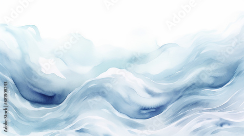 watercolor stylized ocean waves beautiful dark to light soft gradient on white background