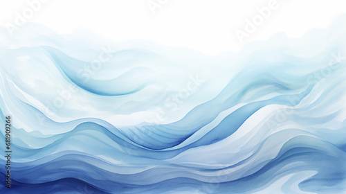 watercolor stylized ocean waves beautiful dark to light soft gradient on white background
