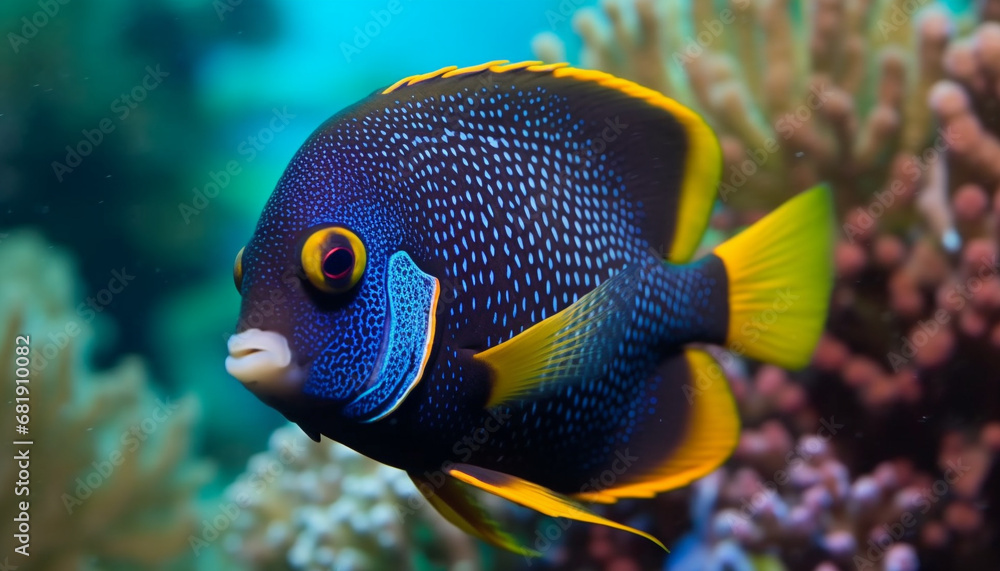 Vibrant clown fish swimming in beautiful coral reef underwater generated by AI Vibrant clown fish swimming in beautiful coral reef underwater generated by AI