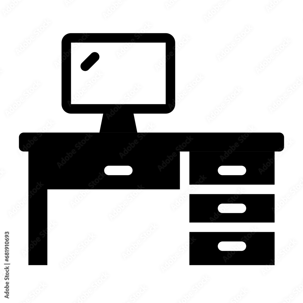 desk black solid glyph icon for furniture desk black solid glyph icon for furniture
