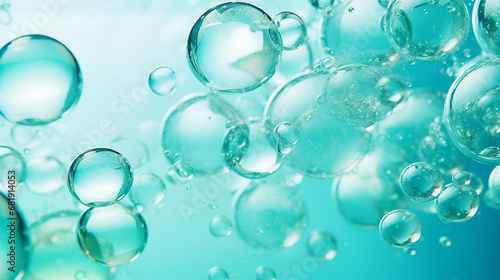 abstract image of lots of bubbles floating in clear turquoise sea water Bubbles in tropical sea.