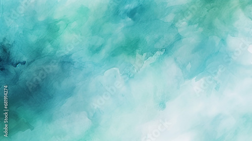 abstract watercolor paint background by deep blue green cool tone with white texture for background