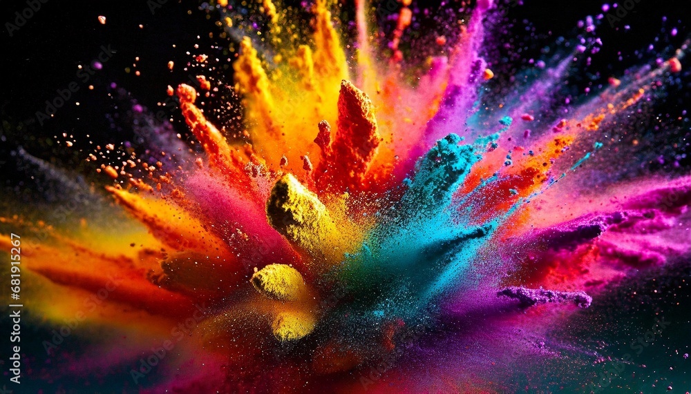 Colorful powders explosion background.